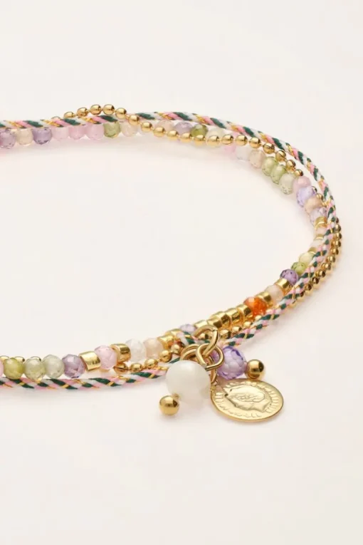 Multikleur Dubbele Armband Met Touw En Kralen