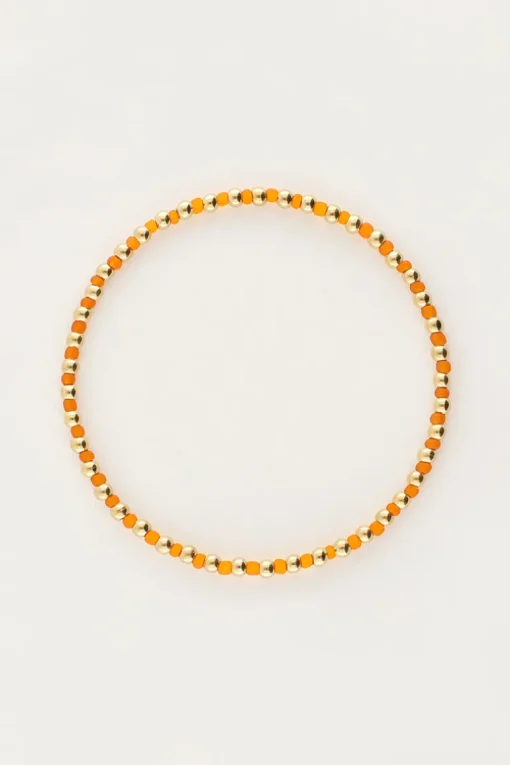 Ocean Elastieken Armband En Kraaltjes Oranje
