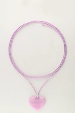 Ocean Lila Koord Ketting Met Hart