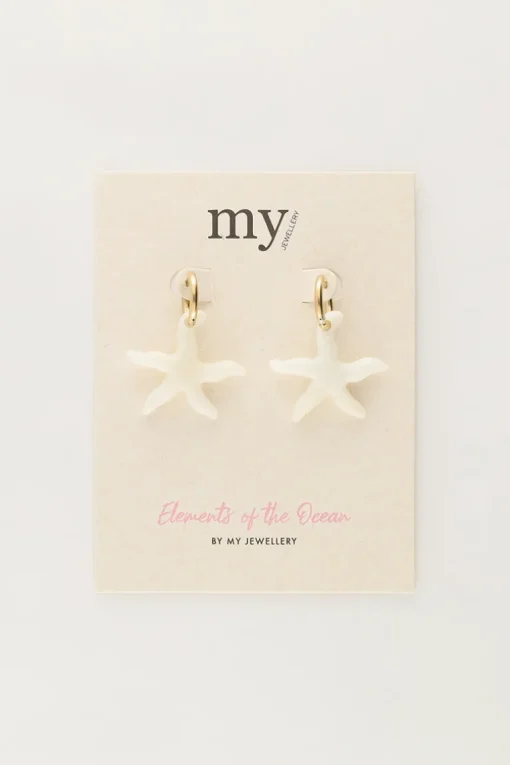 Ocean Oorringen Met Kleine Zeester Beige