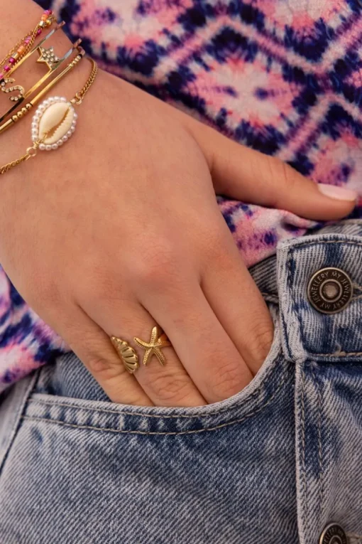 Ocean Ring Met Schelp En Zeester