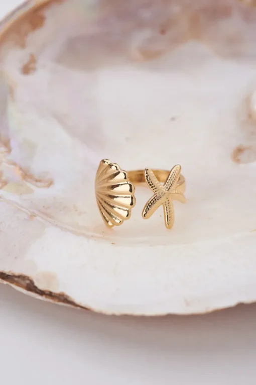Ocean Ring Met Schelp En Zeester