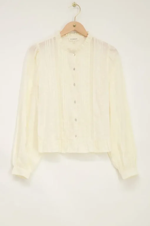 Off-white Jacquard Blouse Met Ruffles