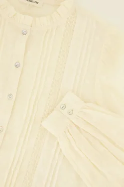 Off-white Jacquard Blouse Met Ruffles