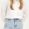 Oversized Witte Blouse Met Borstzak