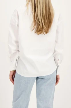 Oversized Witte Blouse Met Borstzak