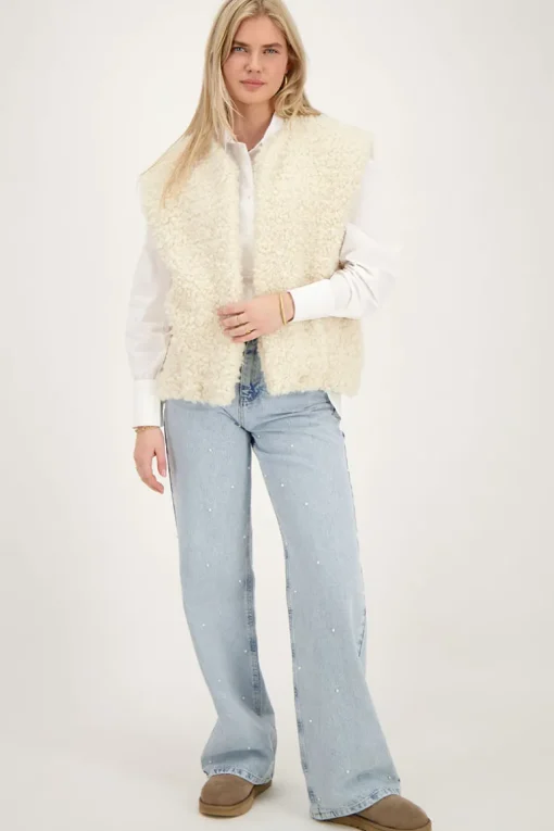 Oversized Witte Blouse Met Borstzak
