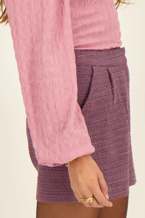 Paarse Boucle Short Met Lurex