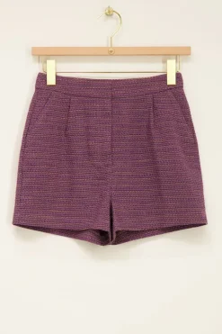 Paarse Boucle Short Met Lurex
