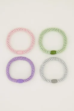 Paarse Haarelastiek Set 4 Stuks