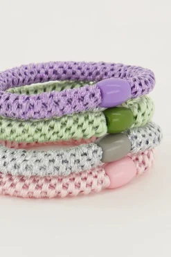 Paarse Haarelastiek Set 4 Stuks