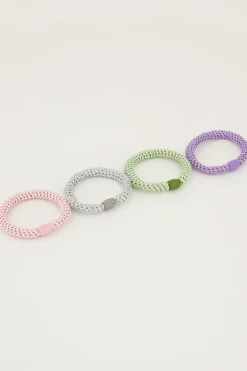 Paarse Haarelastiek Set 4 Stuks