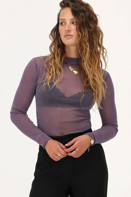 Paarse Mesh Body Met Lurex