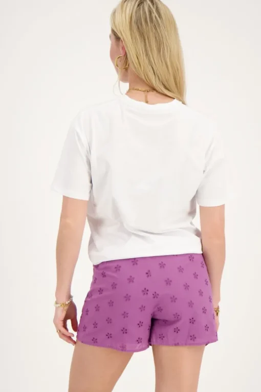 Paarse Skort Met Bloemen Embroidery