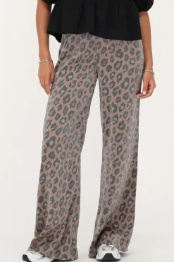 Panterprint Crinkle Broek Met Elastieken Band