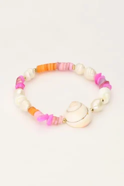 Parelarmband Met Roze Kralen En Schelp