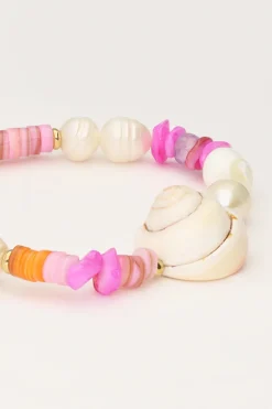Parelarmband Met Roze Kralen En Schelp