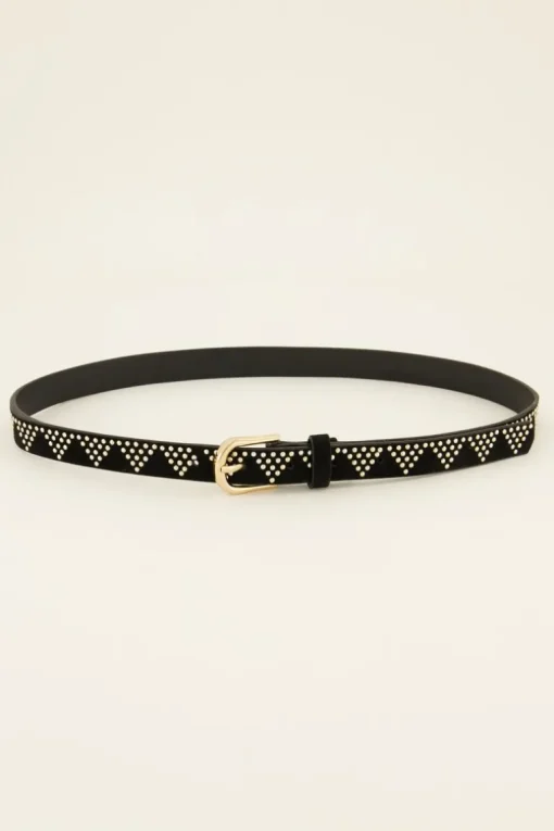 Riem Met Zilveren Studs En Goudkleurige Gesp