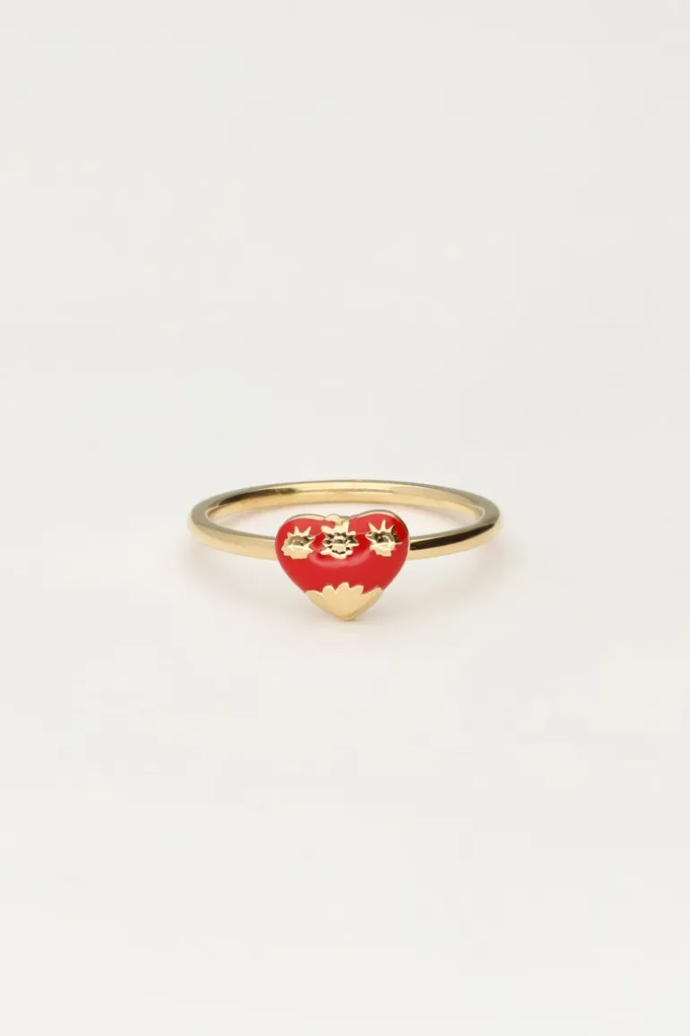 Ring Met Rood Vintage Hart
