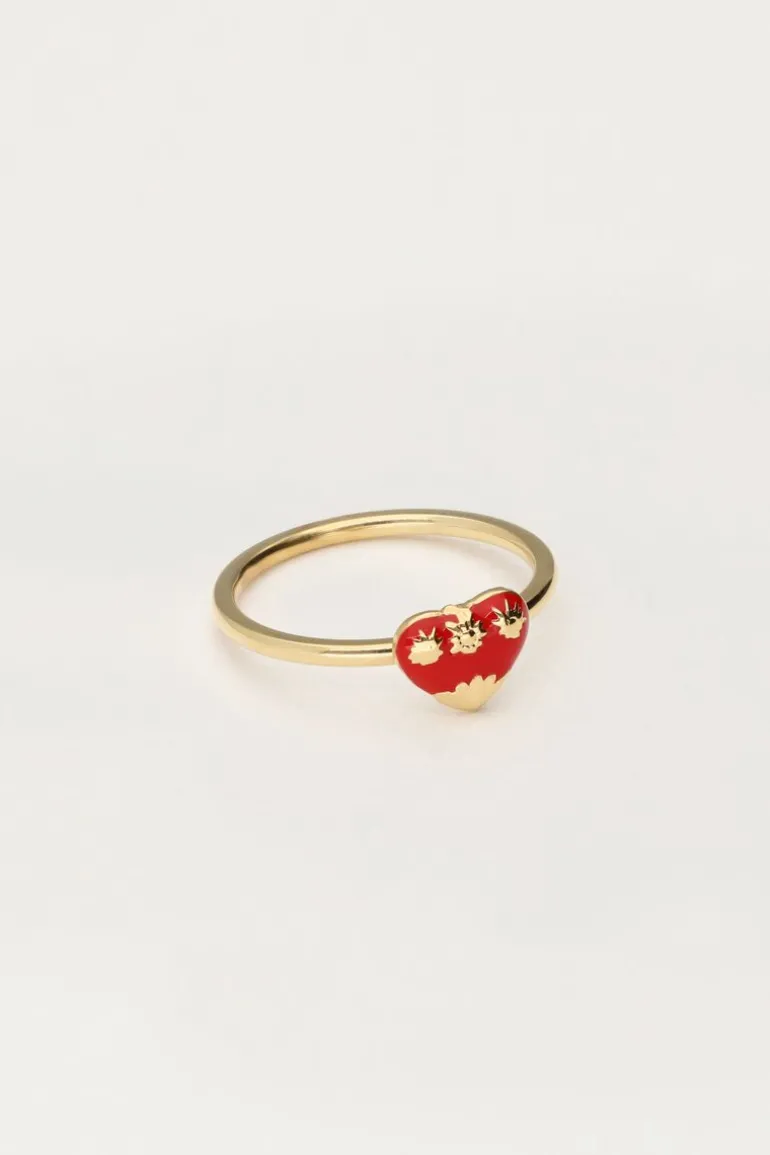 Ring Met Rood Vintage Hart