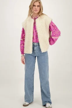 Roze Blouse Met Ruffles En Bloemenprint
