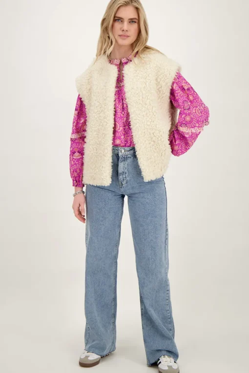 Roze Blouse Met Ruffles En Bloemenprint
