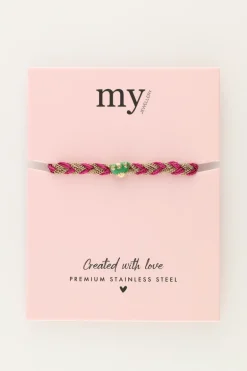 Roze Gevlochten Armband Met Bedel