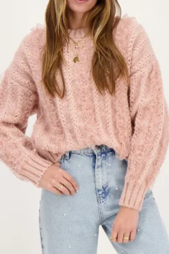 Roze Kabeltrui Met Kant