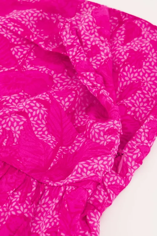 Roze Skort Met Plooien En Bloemenprint