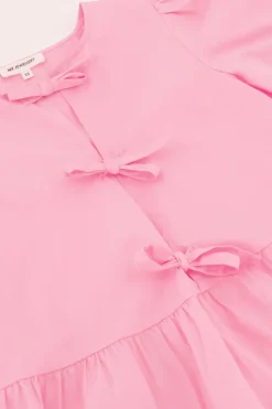 Roze Top Met Strikjes En Pofmouwen