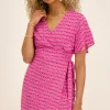 Roze Wikkeljurk Met Bloemenprint