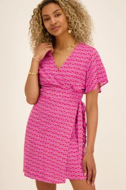 Roze Wikkeljurk Met Bloemenprint