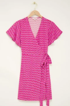 Roze Wikkeljurk Met Bloemenprint