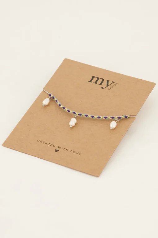 Souvenir Gevlochten Blauwe Armband Met Parels