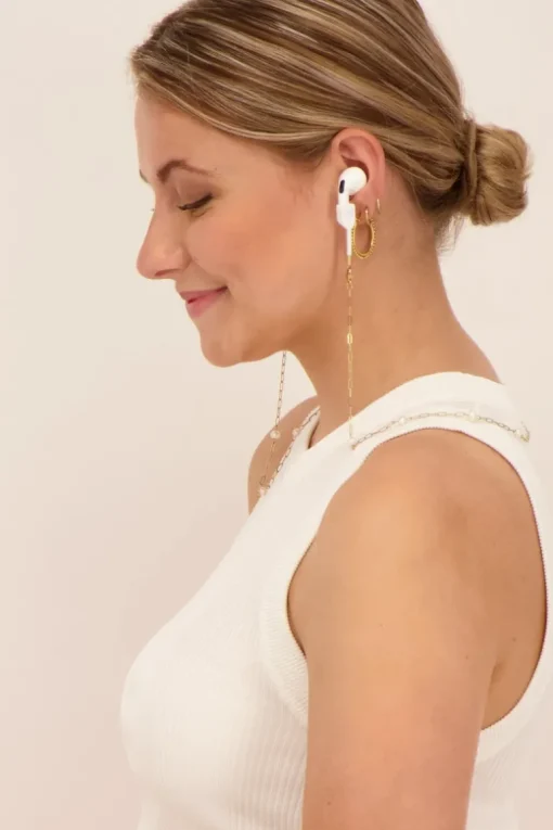 Souvenirs Brillen / Airpods Koordje Met Parels-Goud