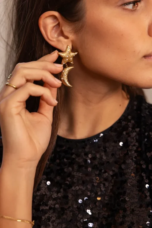 Starry Oorhangers Met Maan & Ster