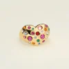 Universe Statement Ring Met Hart En Gekleurde Steentjes