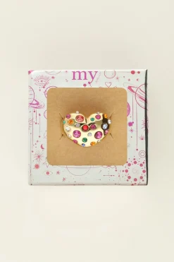 Universe Statement Ring Met Hart En Gekleurde Steentjes