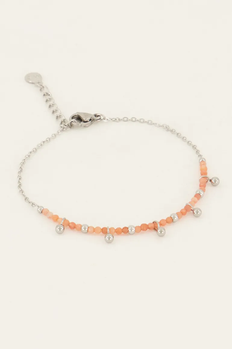 Vintage Armband Met Oranje Kralen & Bolletjes