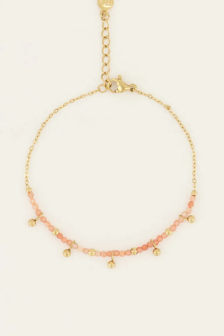 Vintage Armband Met Oranje Kralen & Bolletjes