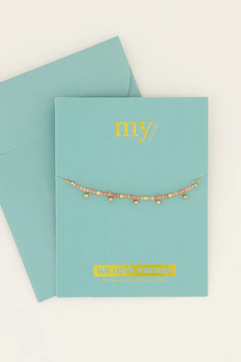 Vintage Armband Met Oranje Kralen & Bolletjes