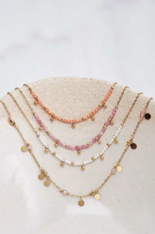 Vintage Ketting Met Oranje Kralen & Bolletjes