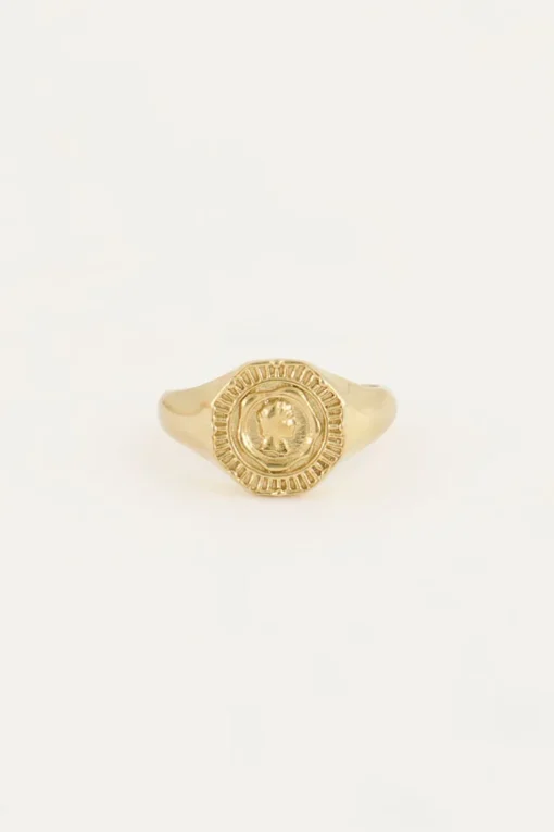 Vintage Look Zegelring Met Munt