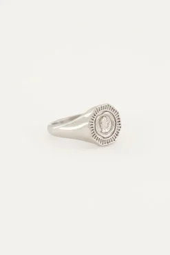 Vintage Look Zegelring Met Munt