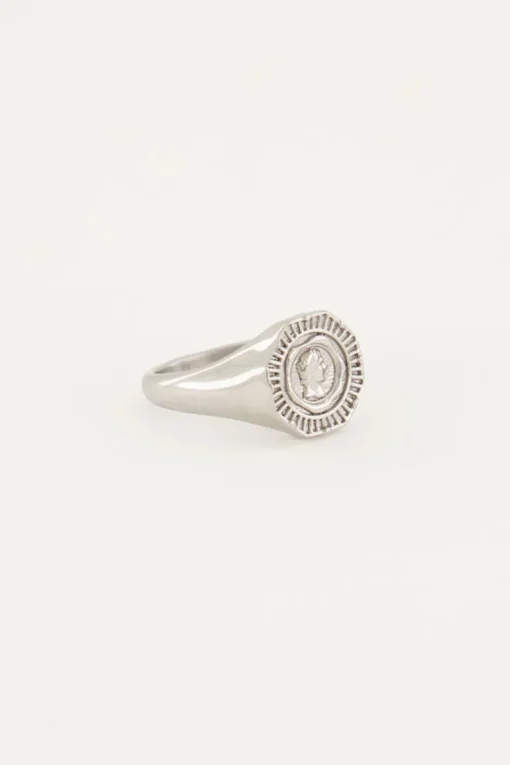 Vintage Look Zegelring Met Munt