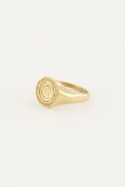 Vintage Look Zegelring Met Munt