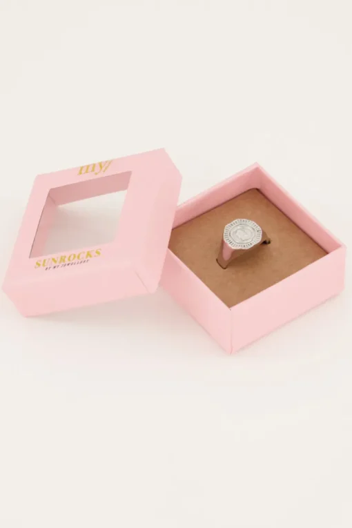 Vintage Look Zegelring Met Munt