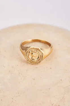 Vintage Look Zegelring Met Munt