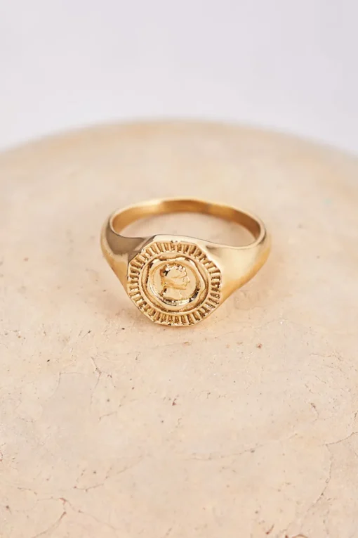 Vintage Look Zegelring Met Munt