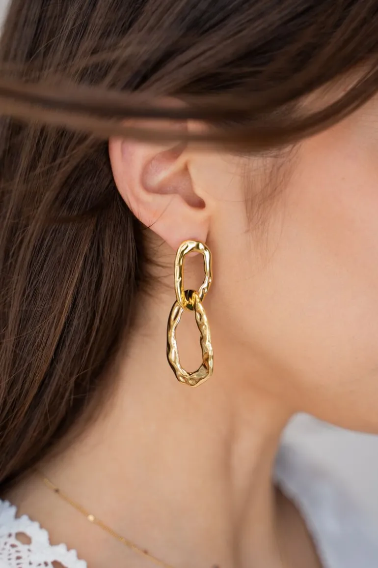 Vintage Oorhanger Met Dubbele Ovalen Ringen